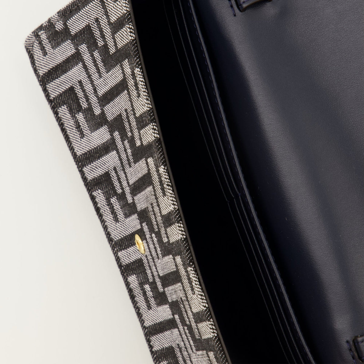 Gray FF Denim Chain Baguette Wallet