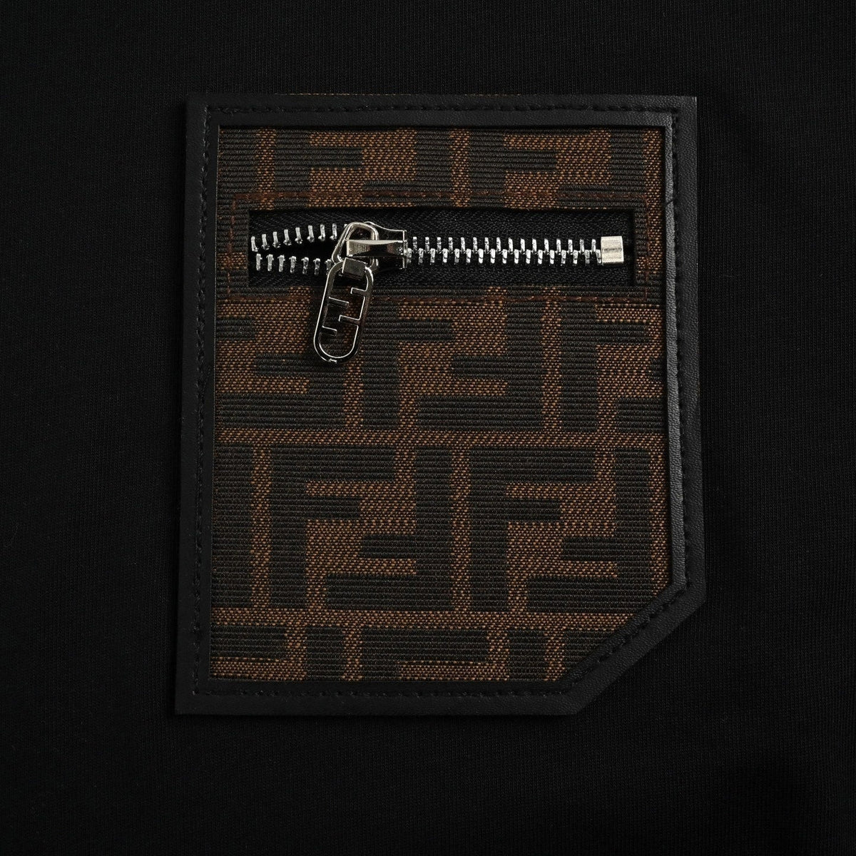 FF Monogram Zip Pocket Cotton T-Shirt