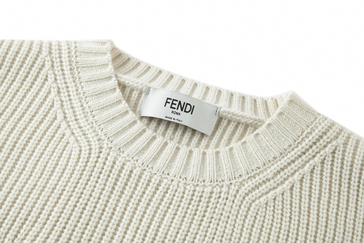Tonal Embroidered Logo Knit Sweater | Cream