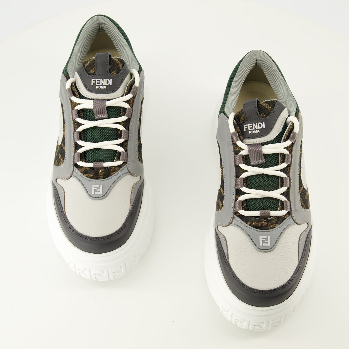 Fendi Force Gray and Green Sneakers