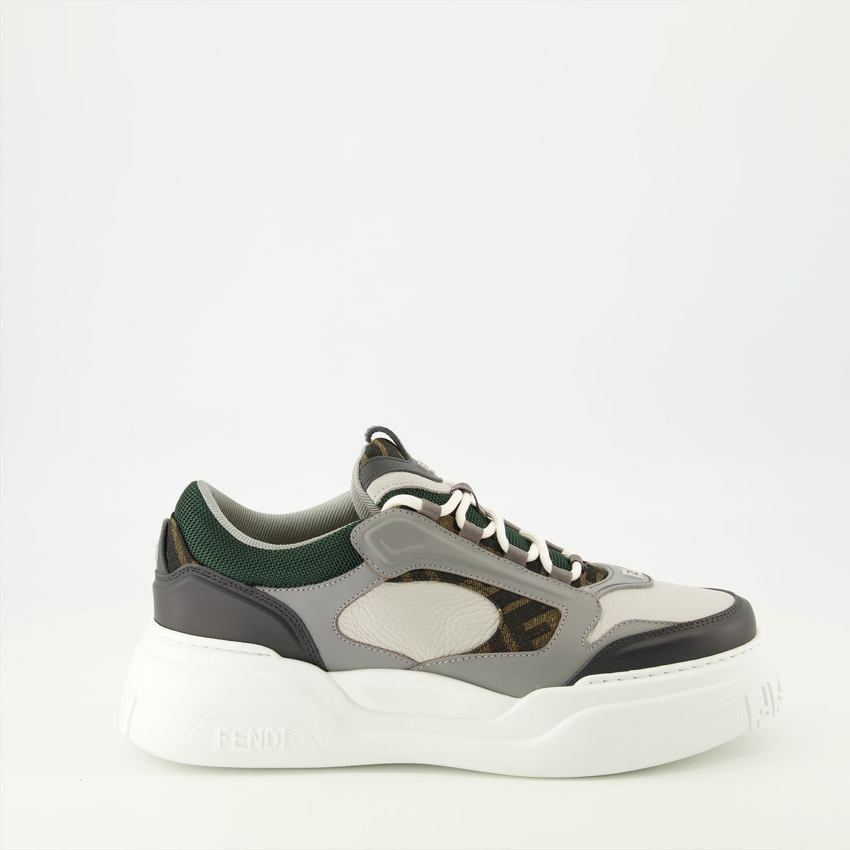 Fendi Force Gray and Green Sneakers