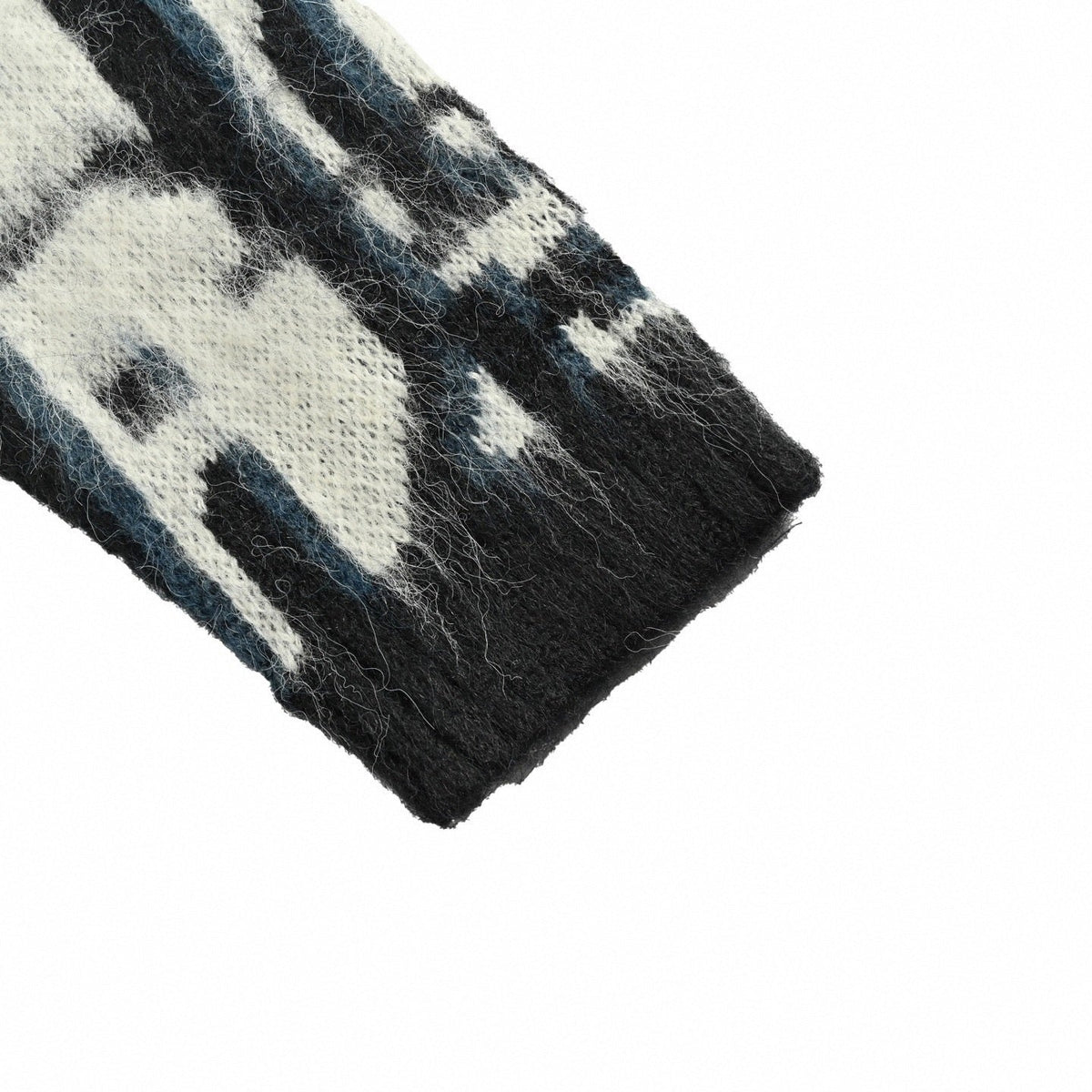 Oblique Brushed Wool Jacquard Cardigan | Black & White