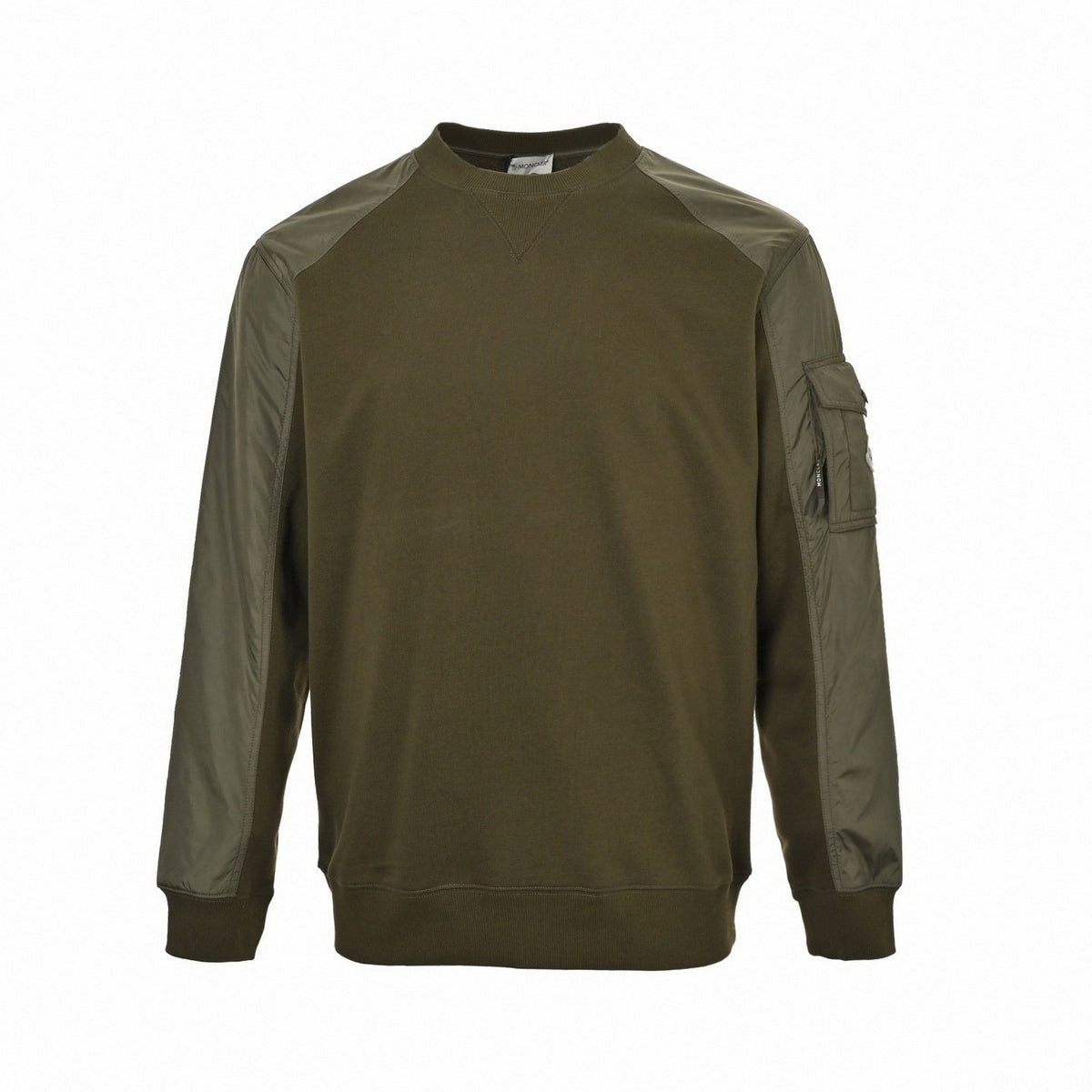 Nylon Panel Sleeve Pocket Crewneck